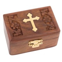 Relikviár drevený s mosadznými prvkami 10