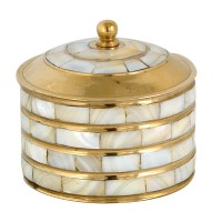 Relikviár mosadzný okrúhly s perleťou 09