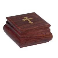 Relikviár drevený s mosadzným krížom 01