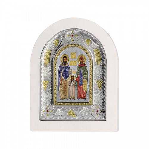 SILVER ICON “SAINT RAPHAEL,SAINT NICHOLAS AND SAINT IRENE”