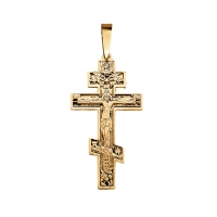 Krížik zlatý gravírovaný, vzor 1 - pravoslávny (andrejevský)
