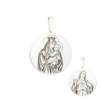 Medailónik "Škapuliar (Panna Mária plus Srdce Ježišovo)", strieborný (kruh)