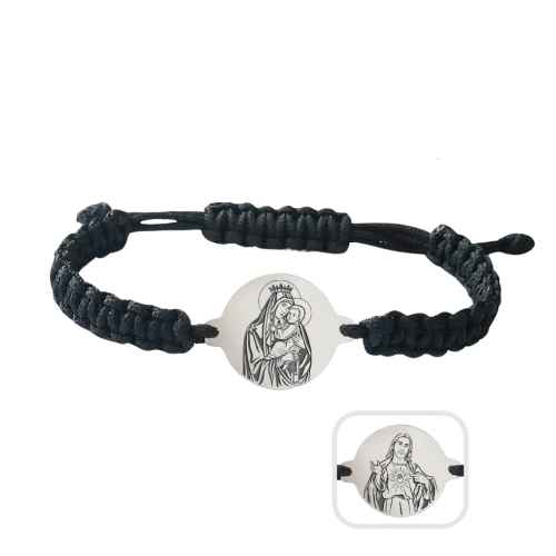 Bracelet "Carmelite Scapular", knitted with silver medallion, model 1