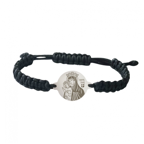 Knitted bracelet with silver medallion - Totus Tuus