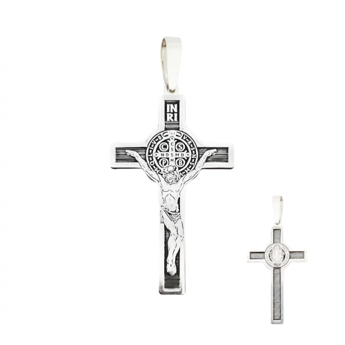 Benedictine silver cross, pattern 1