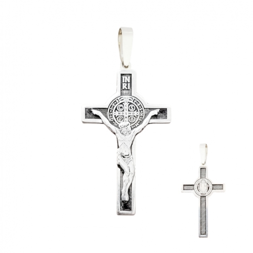 Benedictine silver cross, pattern 2