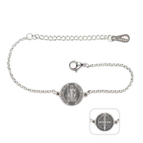 Bracelet with medallion steel - "Medal of St. Benedict"