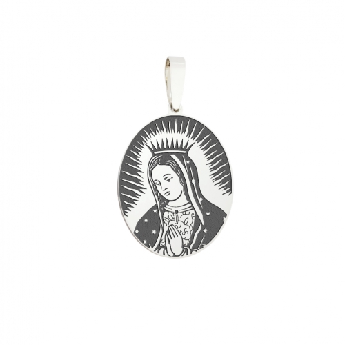 Medallion "Our Lady of Guadalupe", silver (oval), model 2