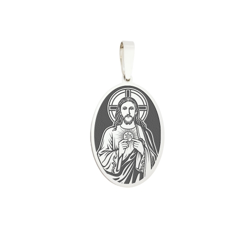 Medallion "Jesus with the Eucharist", model 1, silver (oval)