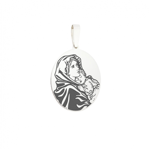 Medallion "Madonna and Child", silver (oval)