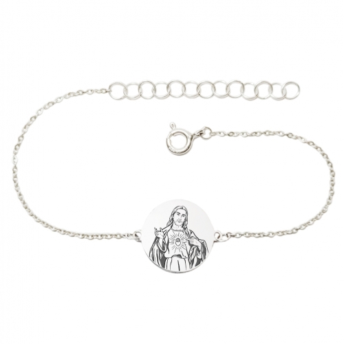 Bracelet with silver medallion "Sacred Heart of Jesus", model 1