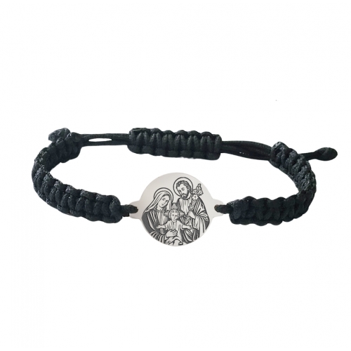 Knitted bracelet with silver medallion "St. Family"