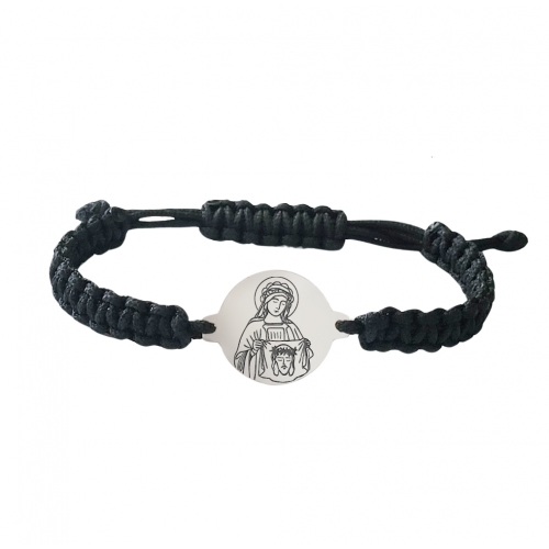 Knitted bracelet with silver medallion "St. Veronica"