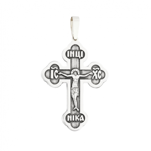 Engraved silver cross, pattern 06