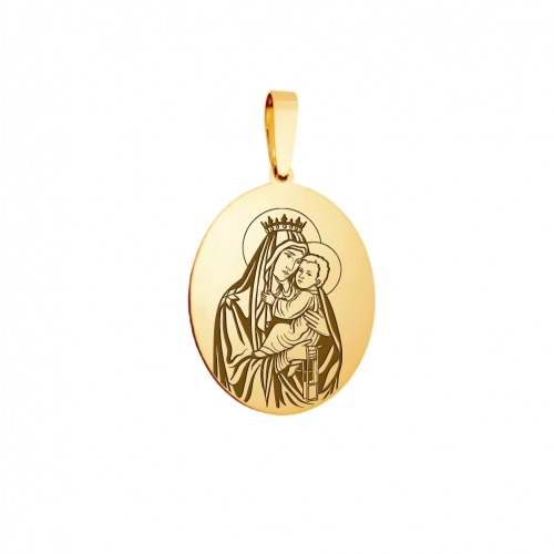 Medallion "Our Lady of Mount Carmel", model 1, gold (oval)