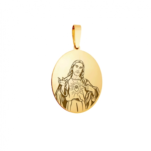 Medallion "Heart of Jesus", pattern 1, gold (oval)