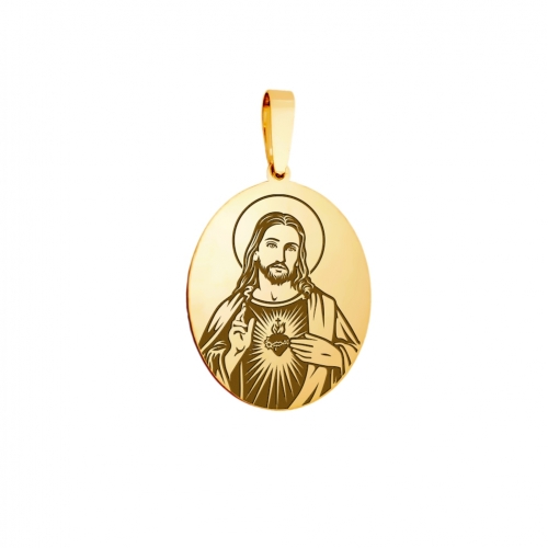 Medallion "Heart of Jesus", pattern 1, gold (oval)