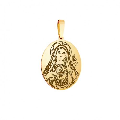 Medallion "Sacred Heart of Mary", gold (oval)