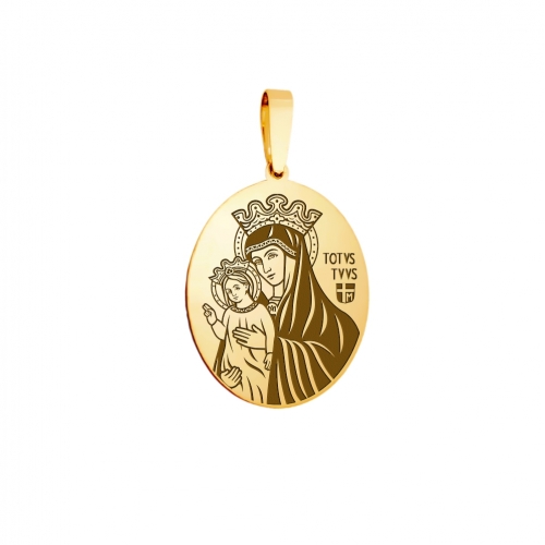 Medallion "Totus Tuus", golden oval