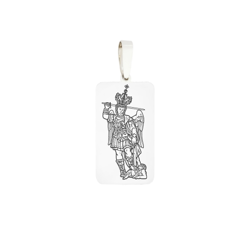 Medallion "Archangel Michael", silver rectangle, pattern 3