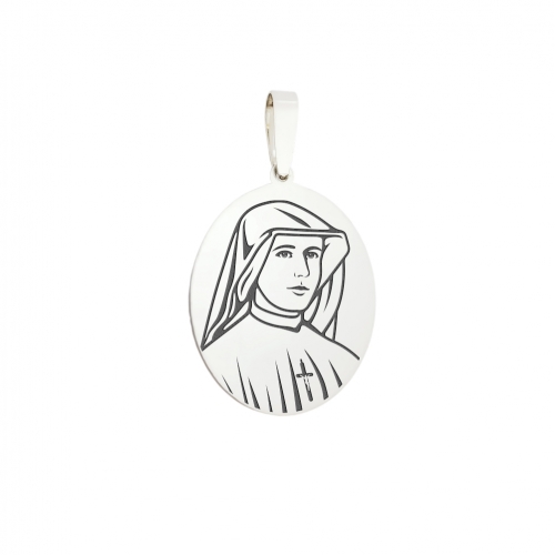 Medallion "St. Faustina Kowalska", silver oval