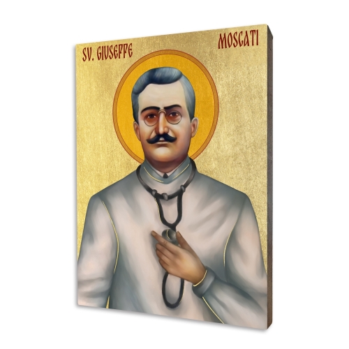 Icon "St. Giuseppe Moscati", gilded