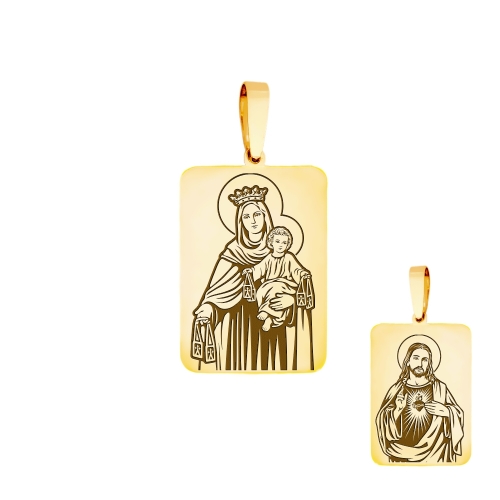 Medallion "Scapular of the Carmelites", gold, pattern 1 (rectangle)