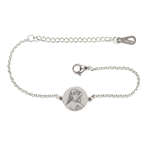 Bracelet "St. Faustina Kowalska", steel chain with medallion, pattern 1